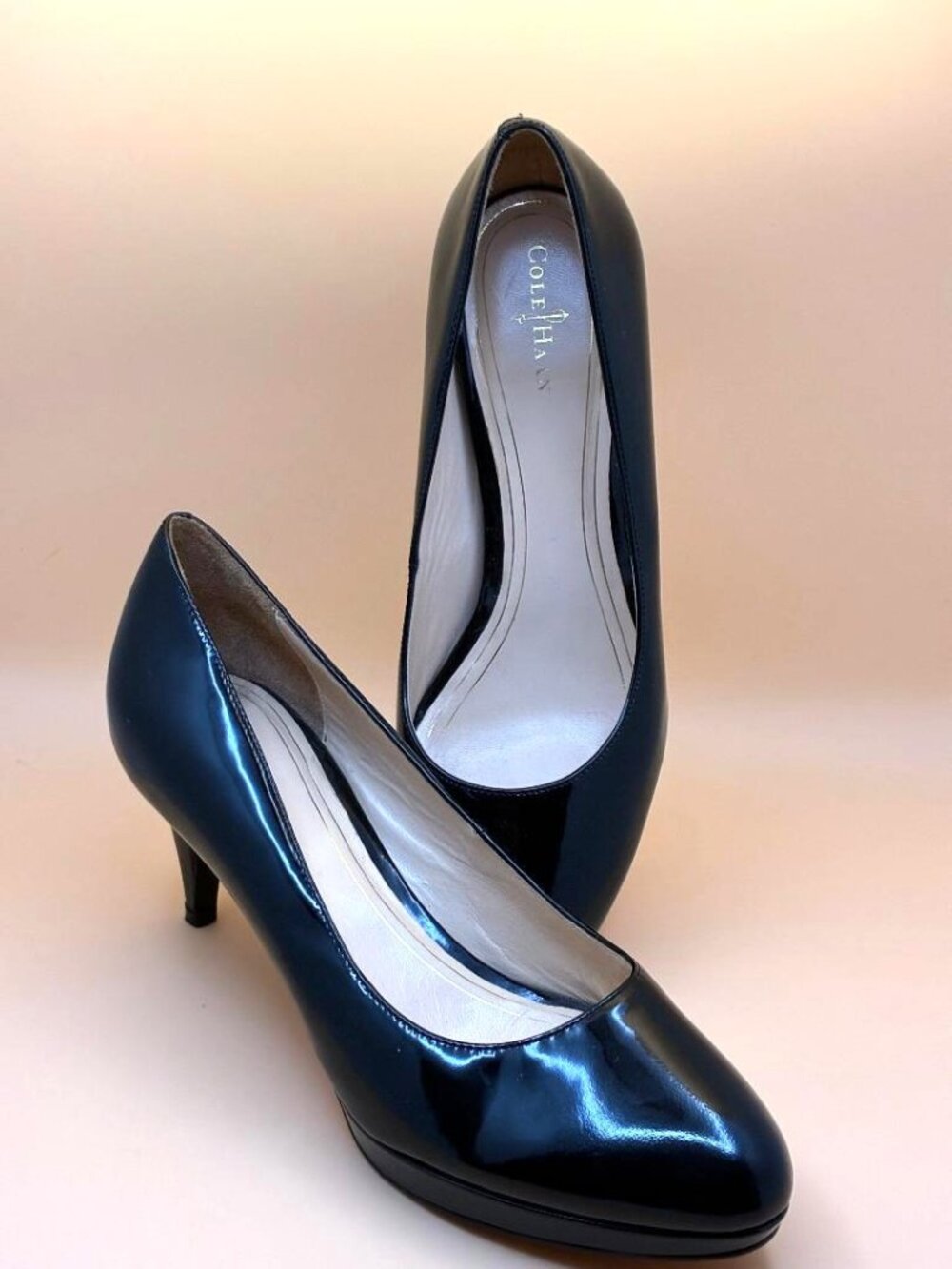 *EUC* Cole Haan NikeAir Womens 9.5 B Black Patent Leather Pumps High Heel